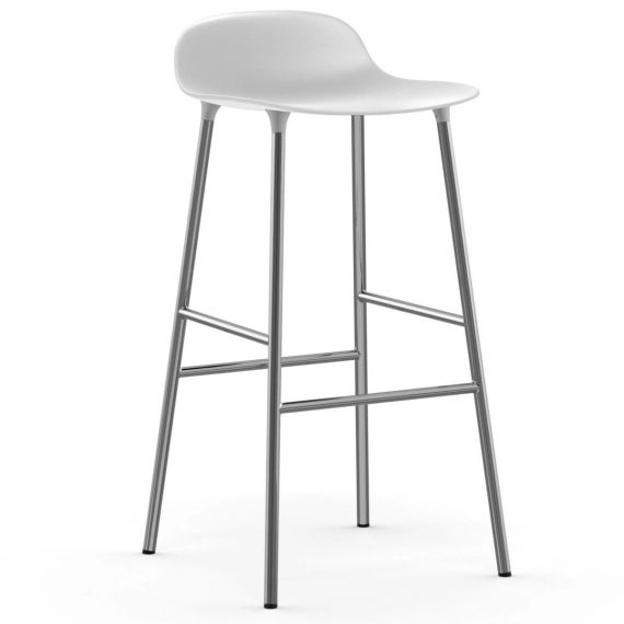 Chaise de bar Form pieds chromés 75 cm Blanc