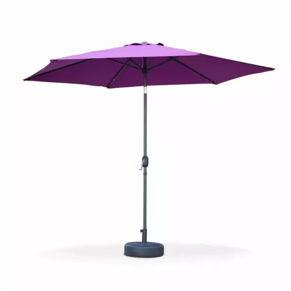 Parasol droit rond prune en aluminium avec mât central 3m de diamètre