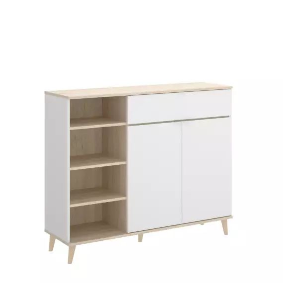 Buffet effet bois blanc et chêne
