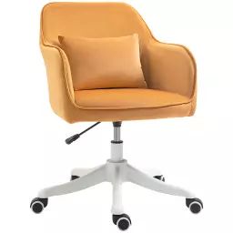 Chaise de bureau massante velours jaune