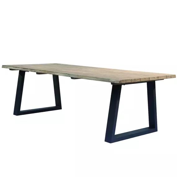 Table à manger de jardin 8/10 personnes en teck et alu noir L240
