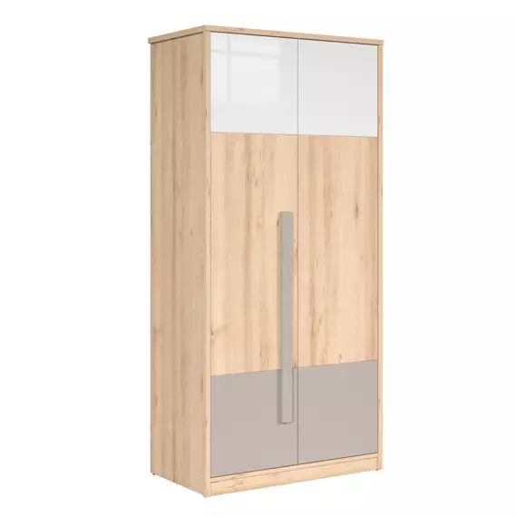 Armoire 2 portes naturel gris et blanc