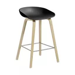 Tabouret de bar About a stool en Plastique, Chêne savonné – Couleur Noir – 47 x 43 x 75 cm – Designer Hee Welling