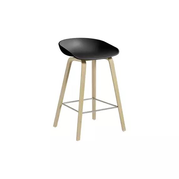 Tabouret de bar About a stool en Plastique, Chêne savonné – Couleur Noir – 47 x 43 x 75 cm – Designer Hee Welling