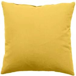 Coussin déhoussable uni en coton polyester jaune 60 x 60