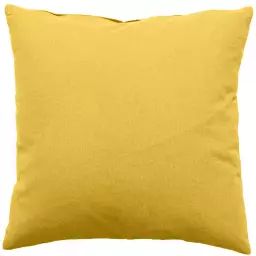 Coussin déhoussable uni en coton polyester jaune 60 x 60
