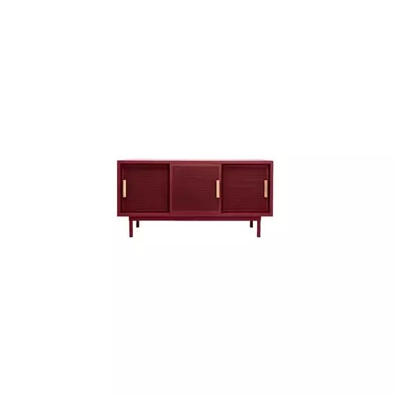 Buffet B perforé en Métal, Chêne – Couleur Rouge – 150 x 43 x 75 cm