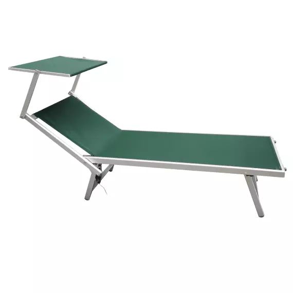 Bain de soleil avec toit en aluminium et pvc vert