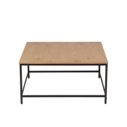 Table basse carrée bois et métal 80 cm