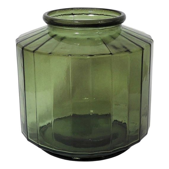 Vase façon bonbonnière facetté vert