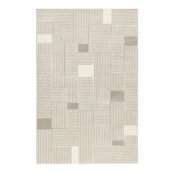 Tapis graphique gris/beige ras pour salon, chambre 225×160