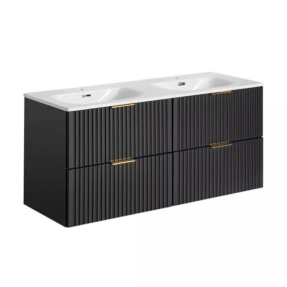 Meuble double vasque encastrée 120cm noir