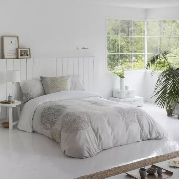 Housse de couette imprimé en percale Coton Beige 140×200 cm