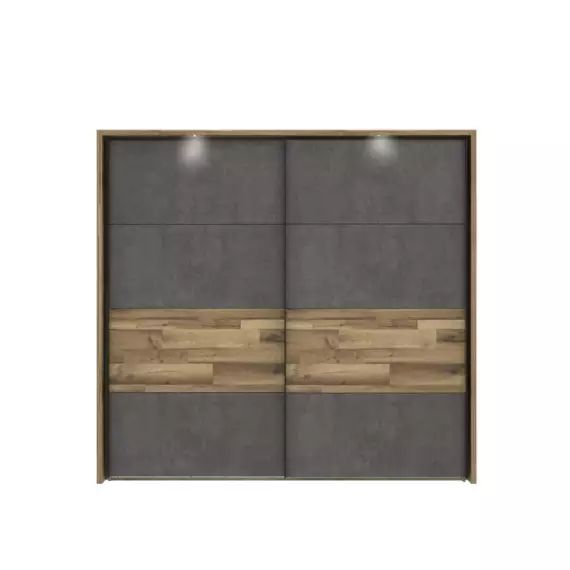 Armoire 2 portes coulissantes L.231 cm RICCIANO imitation chêne béton gris
