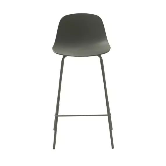 Hel – Lot de 2 chaises de bar en plastique et métal H67,5cm – Couleur – Vert kaki