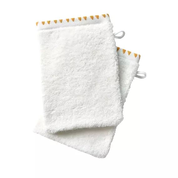 Lot de 2 gants de toilette 15×20 blanc en coton