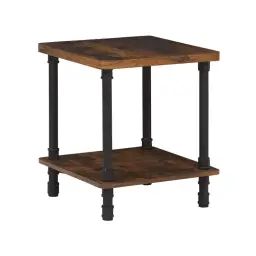 Table de chevet effet bois foncé et noire