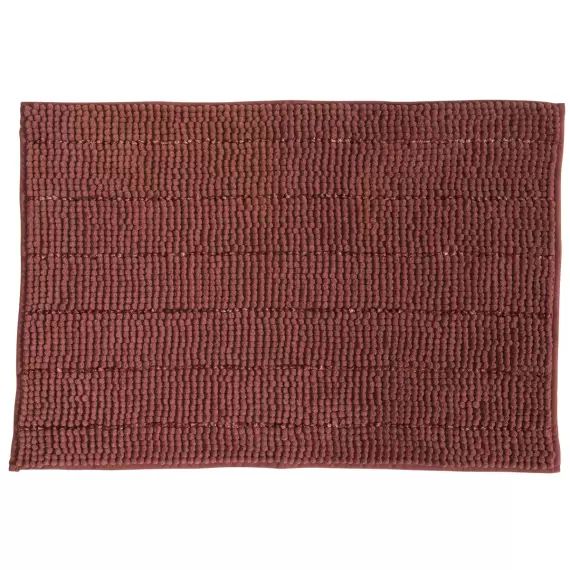 Tapis de bain en polyester uni rose 50x70cm