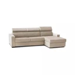 Canapé d’angle fixe 3 places en tissu beige