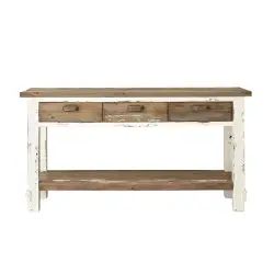 Meuble double vasque en pin recyclé massif