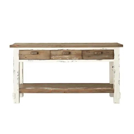 Meuble double vasque en pin recyclé massif