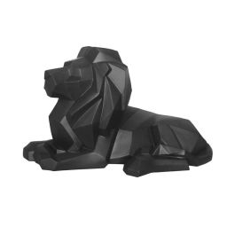 Statue origami lion résine noir