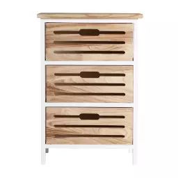 Table de chevet en bois blanc et brun 40x29x58