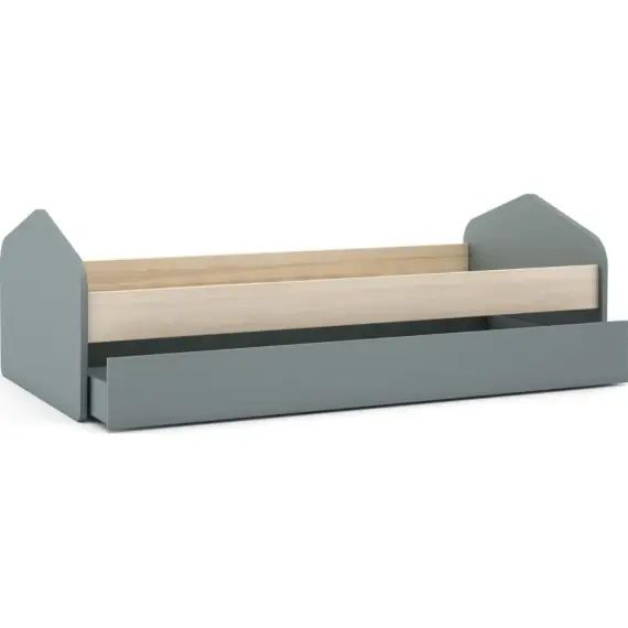 Lit enfant 90×200 à tiroir blanc / vert kaki