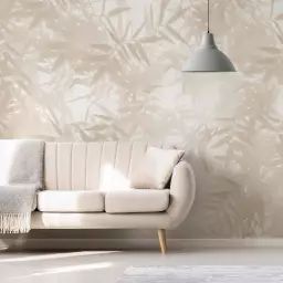 Papier peint panoramique ombres bambous 450 x 250 cm beige