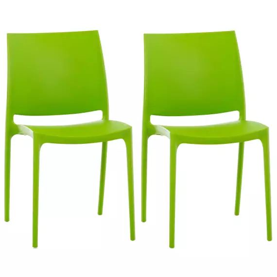Lot 2 chaises de jardin empilables en plastique Vert