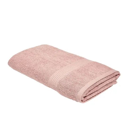 Drap de bain uni en coton rose 70×130