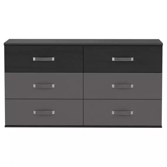 Commode 6 tiroirs DOLCE BLACK EDITION coloris imitation chêne noir et gris mat