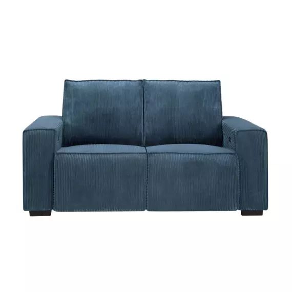 Canapé de relaxation électrique 2 places en velours côtelé Bleu foncé