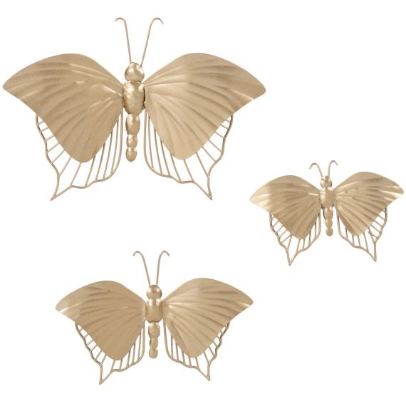Déco murales papillons en métal doré (x3) 20×14