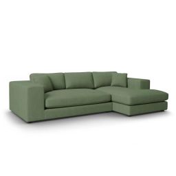 Canapé d’angle 5 places en tissu structuré vert