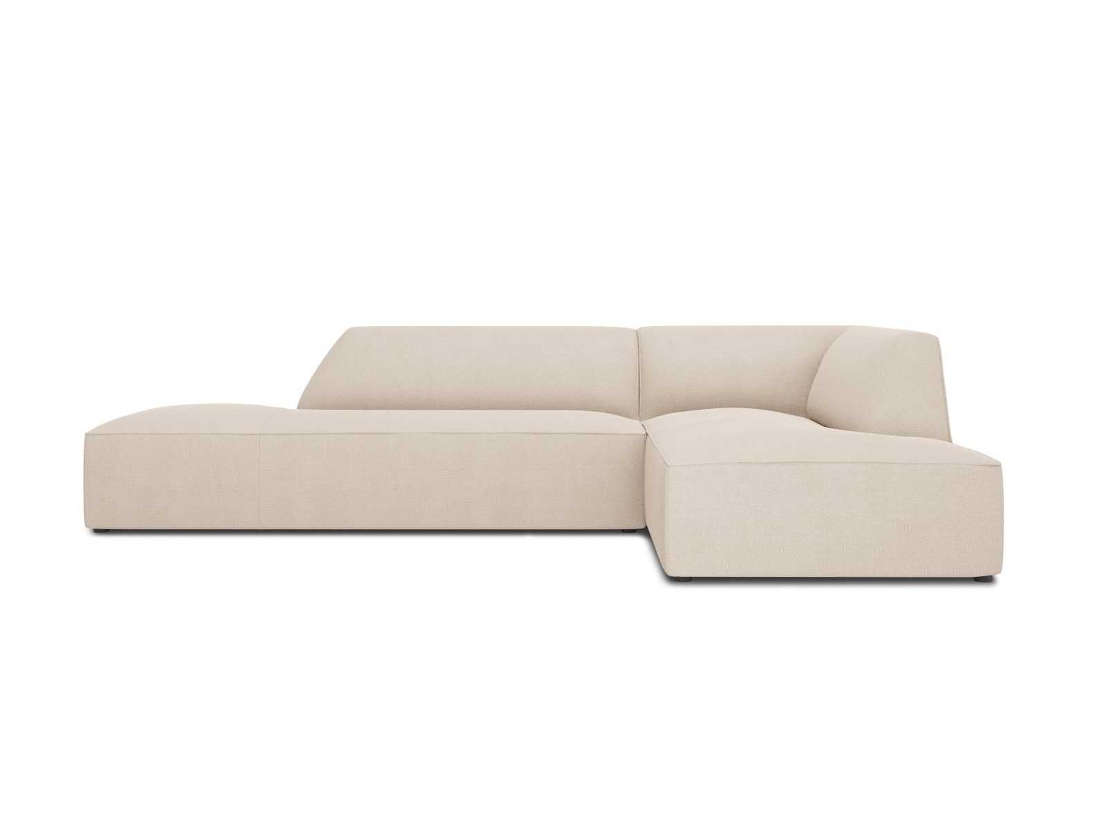 Canapé d’angle droit 4 places en tissu structurel beige