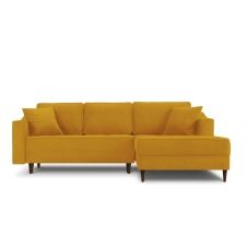Canapé d’angle 4 places tissu structuré jaune