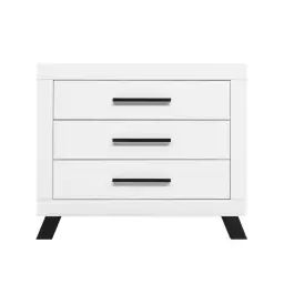 Commode avec 3 tiroirs blanc/noir en MDF et panneaux de particules