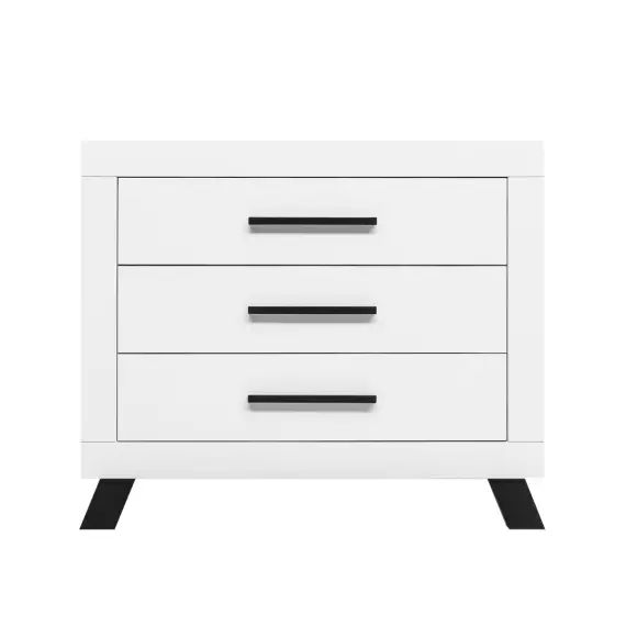 Commode avec 3 tiroirs blanc/noir en MDF et panneaux de particules