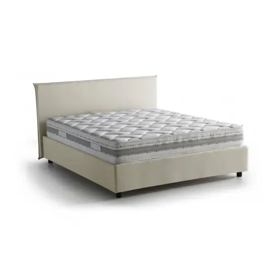 Lit coffre 140×190 cm en tissu crème