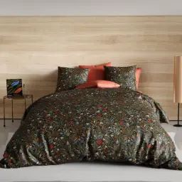 Parure housse de couette coton vert 240×260 cm