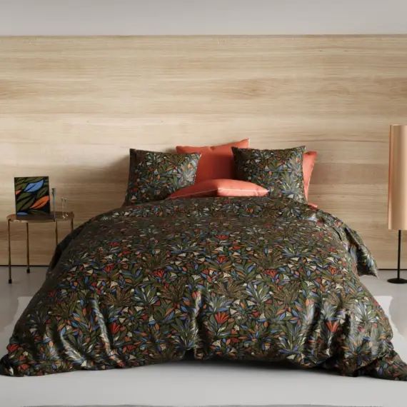 Parure housse de couette coton vert 240×260 cm