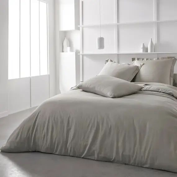 Housse de couette en Coton Beige 240×260 cm