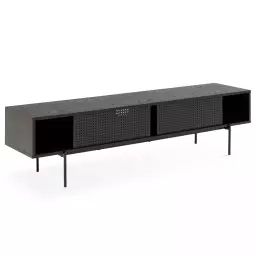 Meuble TV 180 cm style indus bois noir