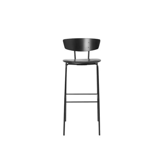 Chaise de bar Herman en Bois, Cuir aniline – Couleur Noir – 40.5 x 69.1 x 96 cm – Designer Herman Studio