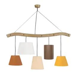 Suspension bois bois rustic et crème