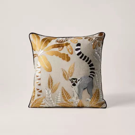 Housse de coussin MADAGASCAR naturel et ocre – MULTICOLORE