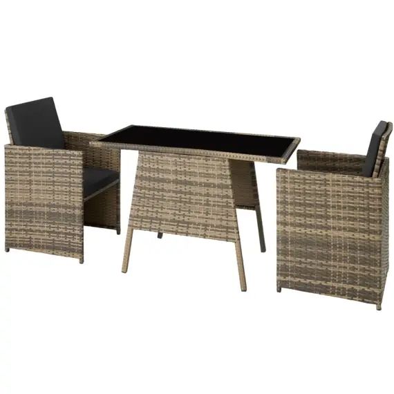 Salon de jardin LAUSANNE 2 places marron naturel