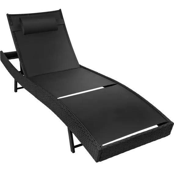 Chaise longue en rotin résistant et anti-UV noir