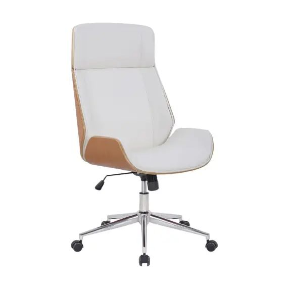 Chaise de bureau réglable en similicuir Nature / Blanc